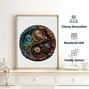 Owl Under Moon Wooden Puzzle: Holiday Gift for Adults & Kids, Challenging Shape