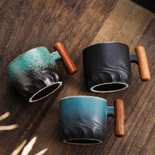 Load image into Gallery viewer, Creative Handmade Exquisite Coffee Cup Vintage Coffee Cup With Wooden Handle Mug Cups Mugs Drinkware Kitchen Dining Bar Home