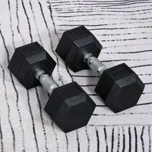 Load image into Gallery viewer, HOMCOM Rubber Dumbbell Sports Hex Weights Sets Home Gym Fitness Hexagonal Dumbbells Kit Weight Lifting Exercise (2 x 8kg)