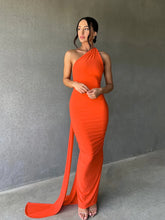 Load image into Gallery viewer, Hugcitar One Shoulder Backless Adjustable Scarf Loop Ruched Sexy Maxi Dress Women Elegant Y2K Streetwear Festival Outfit