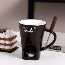 Load image into Gallery viewer, 130ml Chocolate Fondue Cup European Candle Cup Ceramic Mug Heating Food Cheese Creative Coffee Mug With Fork Christmas Party