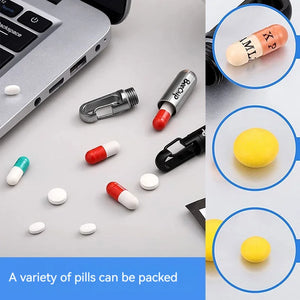 Stainless Steel Waterproof Pill Box Travel Daily Medication Container Holder