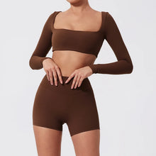 Load image into Gallery viewer, Ctenkevet Long-Sleeved Sports Fitness Set Women Outdoors Running Activewear Female Yoga Clothes Crop Top Sport Outfit For Woman