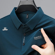 Load image into Gallery viewer, New Men's Business Casual Short Sleeved Shirt with Badge Solid Color Polo Shirt Fashionable Breathable Comfortable Versatile Top