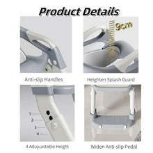 Load image into Gallery viewer, Kids Potty Training Seat With Steps, 3 In 1 Toddler Toilet Ladder Seat, Soft Mat Non-slip Splash Guard Toilet Seat (Grey)
