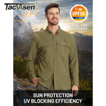 Load image into Gallery viewer, TACVASEN Men&#39;s UPF 50+ Sun Protection Fishing Shirt - Quick Dry, Long Sleeve, Breathable