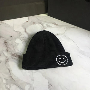 Smiling Face Baby Knit Hat - Warm Infant Beanie for Autumn Winter