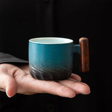 Load image into Gallery viewer, Creative Handmade Exquisite Coffee Cup Vintage Coffee Cup With Wooden Handle Mug Cups Mugs Drinkware Kitchen Dining Bar Home