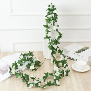 2.5m 1.8m Artificial Rose Flower Vine Garland Silk White Pink Wedding Decoration