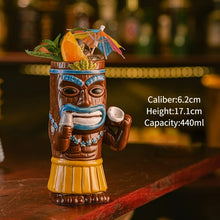 Load image into Gallery viewer, Hawaiian Style Brown Tiki Mug Creative Cocktail Mug Cup Zombie Ceramic Tiki Mug Drinkware Cup Mug For Tiki Bar Party