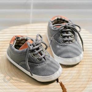 Meckior Baby Canvas Sneakers Lace-up Anti-Slip Sport First Walkers Infant Shoes