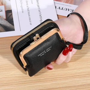 Women's Fashion Wallet with Wrist Strap - Large Capacity Coin Clip and Card Slots