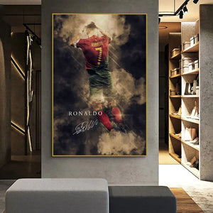 CR7 Cristiano Ronaldo Canvas Art – Portugal Football Star Motivational Quote Decor