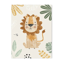 Load image into Gallery viewer, Customized Baby Name Poster Jungle Animals Lion Zebra Elephant Canvas Painting Kis Bedroom Wall Art Print Pictures Nursery Decor