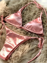 Load image into Gallery viewer, Halter Brazilian Metallic Satin Bikini Women Swimwear Female Swimsuit Two-pieces Bikini Set High Cut Bathing Suit Swim Beachwear