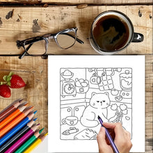 Load image into Gallery viewer, 28 Pages Cat's Daily Life Coloring Book for Adult | Colouring Book, Drawing Supplies for Christmas, Thanksgiving