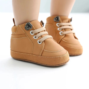 Meckior Baby Boy Sneakers - PU Leather Infant Shoes - Soft Sole Crib Shoes for Newborns