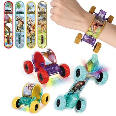 Creative Transforming Dino Toy - Glow Clap Bracelet, Skateboard Recoil, Kids Fun