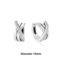 Load image into Gallery viewer, Original 925 Sterling Silver Earrings 2025 Stud Hoop Crystal Earings For Women Rose Gold Crown Heart Infinity Bee Earing Jewelry