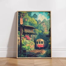 Load image into Gallery viewer, Retro Japanese Landscape Canvas Printing Asian Art Railway Wall Art Poster Modern Living Room Bedroom Bathroom Home Decor