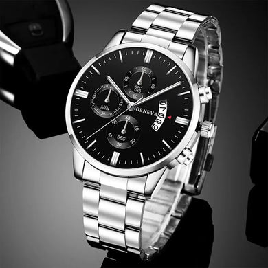 Luxury Men's Quartz Watch - Stainless Steel - Business Wristwatch with Calendar - Reloj Hombre