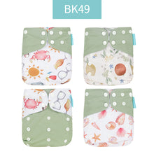 Load image into Gallery viewer, Happyflute New Desig Hot Sale 4Pcs OS Pocket Diaper Washable&amp;Reusable Absorbent Ecological Diaper Cover Adjustable Baby Nappy