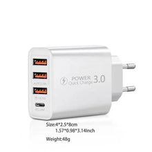 Load image into Gallery viewer, Type C USB Quick Charger: 4 Port PD Cell Phone Power Adapter White