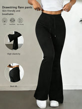 Load image into Gallery viewer, High Waist Flare Yoga Pants for Women Drawstring Soft Breathable High Elasticity Workout Trousers Gym Running Activewear