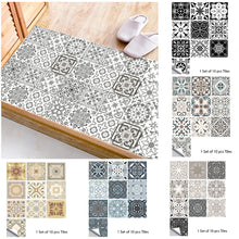 Load image into Gallery viewer, 10pcs Retro Pattern Matte Surface Tiles Sticker Transfers Covers for Kitchen Bathroom Tables Floor Hard-wearing Art Wall Decals
