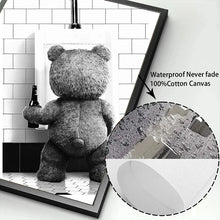 Load image into Gallery viewer, Black White Cute Bear Bathroom Decoration Poster Canvas Print Painting Wall Picture Art Modern Fashion Room Home Toilet Decor
