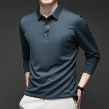 Load image into Gallery viewer, New Men's Business Casual Long Sleeved Shirt with Badge Solid Color Polo Shirt Fashionable Breathable Comfortable Versatile Top