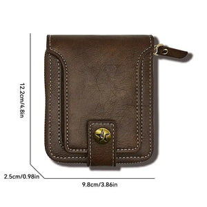 Vintage Men's Pu Leather Short Wallet Zipper Coin Card Holder Tri-fold Purse