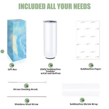 Load image into Gallery viewer, HTVRONT 8 Pack 20 OZ Sublimation Tumbler Blanks Skinny Straight in Bulk, Stainless Steel Insulated Sublimation Tumbler