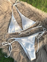 Load image into Gallery viewer, Halter Brazilian Metallic Satin Bikini Women Swimwear Female Swimsuit Two-pieces Bikini Set High Cut Bathing Suit Swim Beachwear