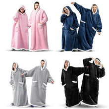 Load image into Gallery viewer, 180cm Super Long Flannel Blanket Pyjamas with Sleeves Winter Hoodies Sweatshirt Women Men Pullover Fleece Giant Oversized Outdoo