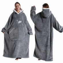 Load image into Gallery viewer, Extra Long Wearable Flannel Blanket | Hooded with Sleeves, Cozy Winter Throw for Adults