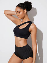 Load image into Gallery viewer, Women Sports Bra Push Up Fitness Bras One Shoulder Shockproof Yoga Bra Black White Yoga Running Bra Sexy Vest