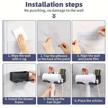 Load image into Gallery viewer, Hair Dryer Holder Wall Dryer Cradle Straightener Stand Hairdryer Organizer Box Toilet Blower Holder Shelf Bathroom Accessories