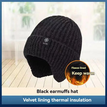 Load image into Gallery viewer, Outdoor Men Winter Knitted Hat Plush Warmth Peaked Cap Earmuff Casual Fashion Faux Fur Lined Bomber Hats Cycling Ear Protection