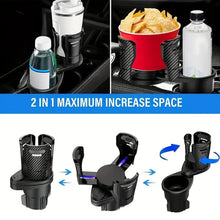 Load image into Gallery viewer, Adjustable Dual Cup Holder Car Mount Multifunction with Phone Holder Car Cup Expansion Adapter for Vehicle Cup Holers