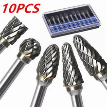 Load image into Gallery viewer, 10pcs Carbide Burr Set - Tungsten Steel Rotary File Milling Cutter Woodworking Kit