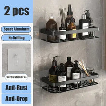 Load image into Gallery viewer, Bathroom Shelf No Drill Wall Mounted Shampoo Bottle Shower Corner Rack Toilet Storage Rack Aluminum Bathroom Kitchen Accessories