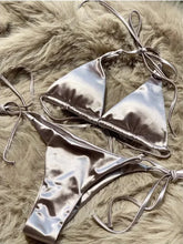 Load image into Gallery viewer, Halter Brazilian Metallic Satin Bikini Women Swimwear Female Swimsuit Two-pieces Bikini Set High Cut Bathing Suit Swim Beachwear