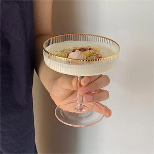 2pcs Gold Rim Glass! Ice Cream, Yogurt, Dessert