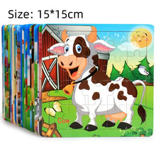 Load image into Gallery viewer, New 20-Piece Wooden 3D Puzzle – Cartoon Animals &amp; Vehicles Montessori Toy for Kids 1-3 Years