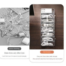 Load image into Gallery viewer, The transparent plastic Data Cable Storage Box household cable MobilePhone Charger Charging Cable Finishing Box Divided Grid Box