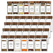 Load image into Gallery viewer, 13Pcs Glass Spice Jars with Bamboo Lids 4oz Glass Jars Spice Jar Set Seasoning Jars Organizer Storage Bottles for Spice Rack