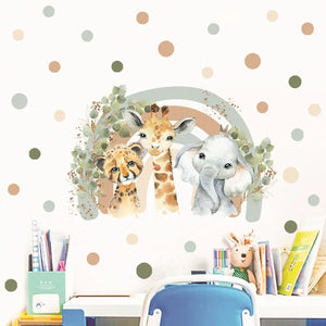 Boho African Animal Wall Stickers - Cartoon Nursery Decals for Kids Room Decor
