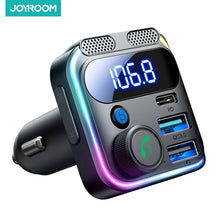 Load image into Gallery viewer, JOYROOM 48W Bluetooth 5.3 Car FM Transmitter Dual Mics PD&amp;QC 3.0 Car Fast Charging Charger Adapter U Disk Hands-Free Calling
