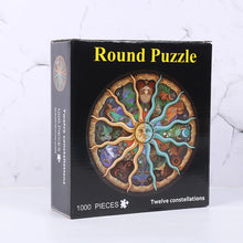 Load image into Gallery viewer, 1000 Piece Round Moon Puzzle 12 Constellations Space Game